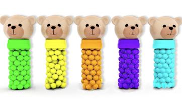 Learn colors with teddy bears - Green, yellow, orange, purple, blue