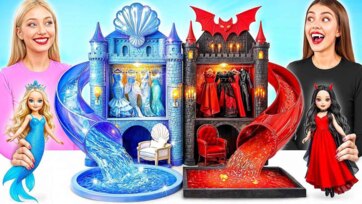 Magical Princess and Vampire Doll Castles with Water and Lava Adventure