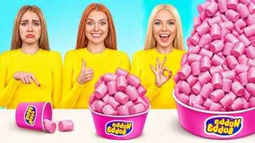 Happy Candy Bucket Challenge - Big Pink Treats Fun for Kids