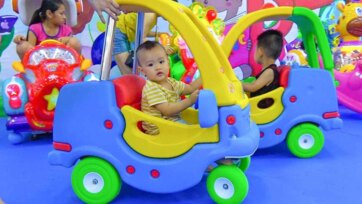Toddler Car Ride Adventure at the Indoor Play Area for Kids