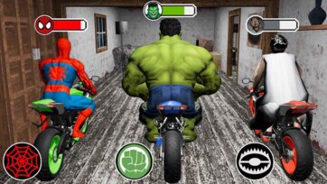 Hulk and Spider Hero Motorcycle Escape From Granny’s Creepy House